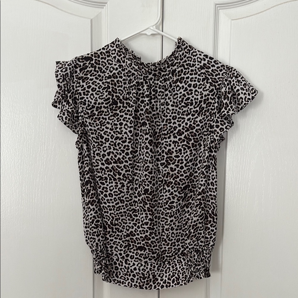 Soho Black and White Flutter Sleeve Blouse